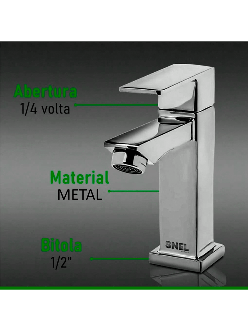 Torneira Gourmet Para Banheiro Quadrada Metal Sn23 Snel Metais