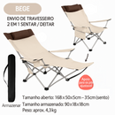 Cadeira Camping Espreguiçadeira Dobrável Praia Pesca Cor Bege