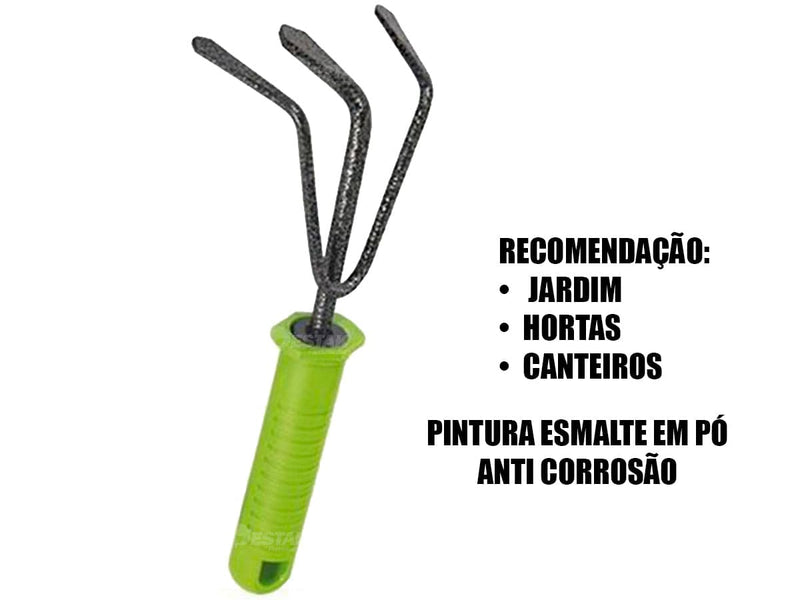 Ancinho de Ferro 3 Dentes Com Cabo Emborrachado de 23cm Destak Ferramentas