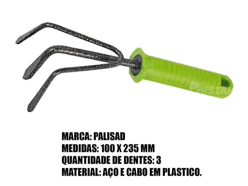 Ancinho de Ferro 3 Dentes Com Cabo Emborrachado de 23cm Destak Ferramentas