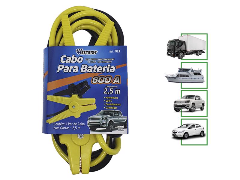 Cabo Bateria Fazer Chupeta Carro Caminhão Caminhonete 600AMP 2,5 Metros