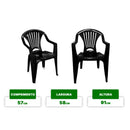 Cadeira Plastica Preta Adulto Rattan Com Braços Multiuso 154Kg Destak Ferramentas