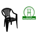 Cadeira Plastica Preta Adulto Rattan Com Braços Multiuso 154Kg Destak Ferramentas