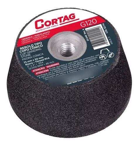 REBOLO TIPO COPO CONICO 75MM G120 M14