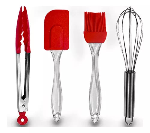 Jogo De Utensilios P/ Cozinha De Silicone 4 Peças