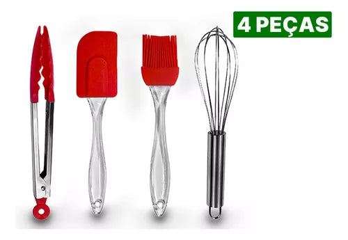 Jogo De Utensilios P/ Cozinha De Silicone 4 Peças