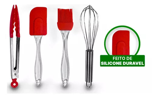 Jogo De Utensilios P/ Cozinha De Silicone 4 Peças