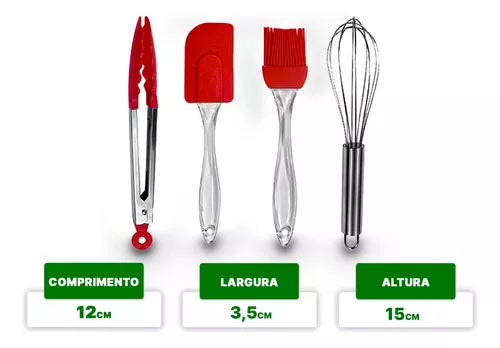 Jogo De Utensilios P/ Cozinha De Silicone 4 Peças