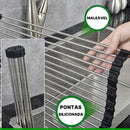 Esteira Escorredor Louça Multifunções Dobrável Inox 37 X 22cm