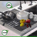 Esteira Escorredor Louça Multifunções Dobrável Inox 37 X 22cm