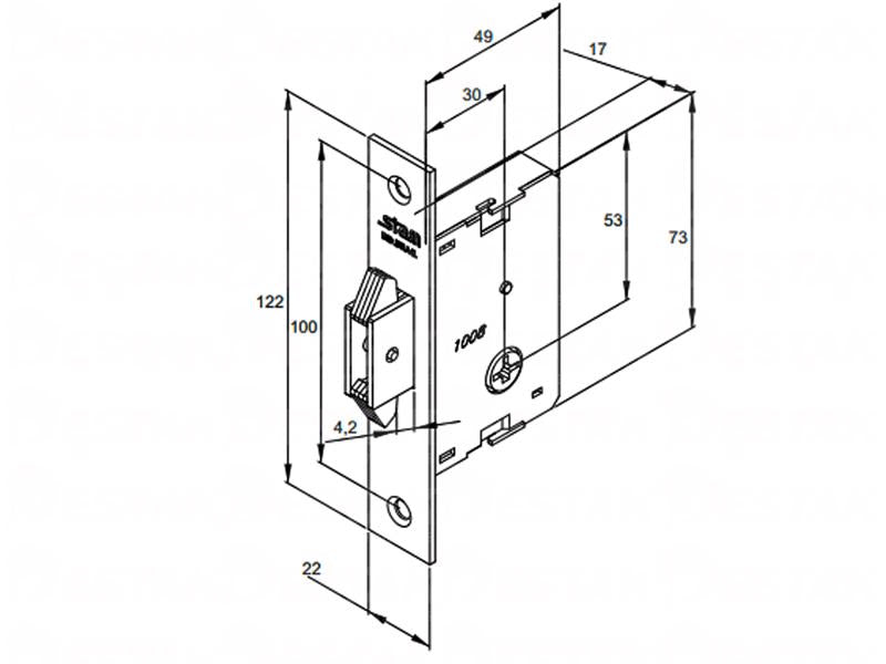 Fechadura Auxiliar Porta Bater Correr 1008 Stam Chave Tetra