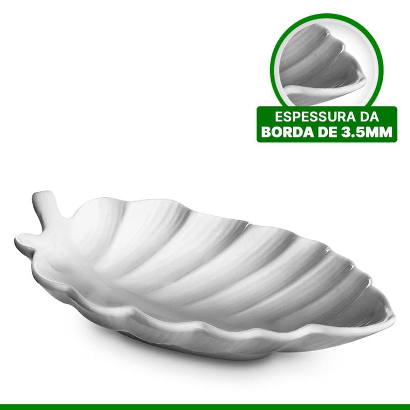 FOLHA DECORATIVA 34,5CM PORCELANA BRANCA Destak Ferramentas