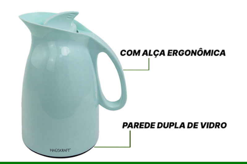 Garrafa De Café Térmica Quente E Frio Shark 1L Com Parede Dupla De Vidro