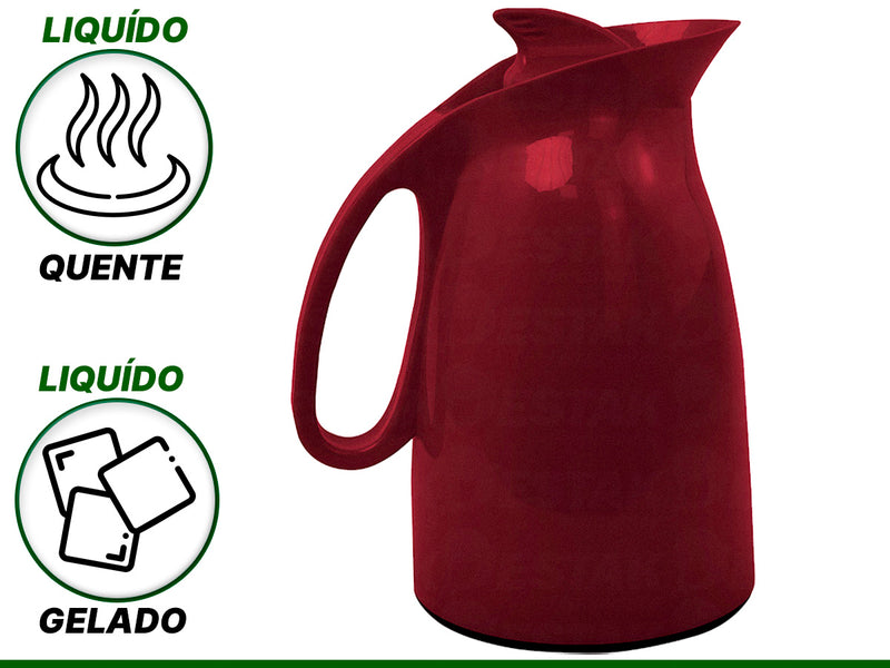 Garrafa De Café Térmica Quente E Frio Shark 1L Com Parede Dupla De Vidro