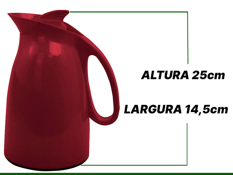 Garrafa De Café Térmica Quente E Frio Shark 1L Com Parede Dupla De Vidro