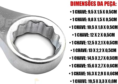 Jogo De Chave Combinada 6 A 17mm 10 Peças Western