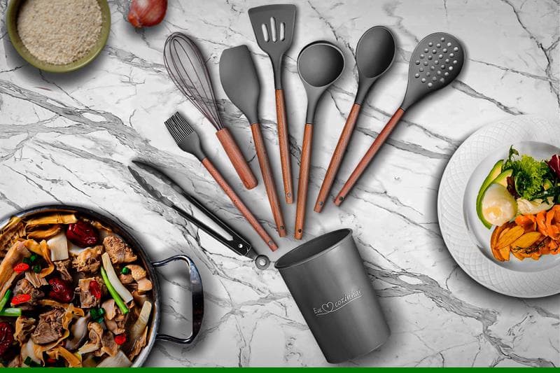 Jogo De Silicone Utensílios De Cozinha 9 Peças