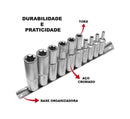 Jogo De Soquete Com 10 peças Torx Longo Corneta Ferramentas Resistente Profissional Suporte Organizador