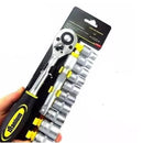 Jogo De Soquetes Sextavado 12 Peças 1/2 Catraca Reversível Profisional