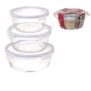 Jogo Pote De Vidro Hermético Redondo P/Marmita Com Trava 3 Peças