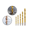 Jogo 5 Peças Brocas Aço Rápido Metal 3 à 8mm Titânio