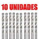 Kit 10 Brocas De Aço Rápido Para Metal Hss Polida 3mm Mtx