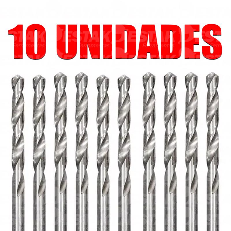 Kit 10 Brocas De Aço Rápido Para Metal Hss Polida 3mm Mtx