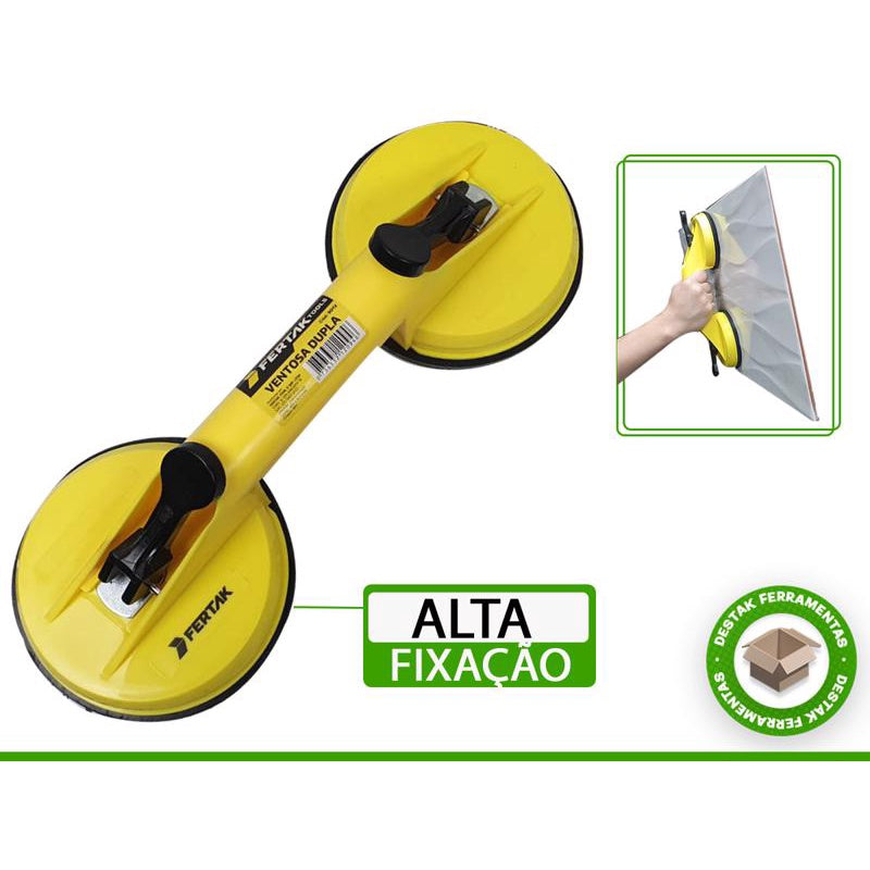 Kit 2 Ventosa Dupla Vidros Mármores Espelhos Pisos Pesado Até 90kg