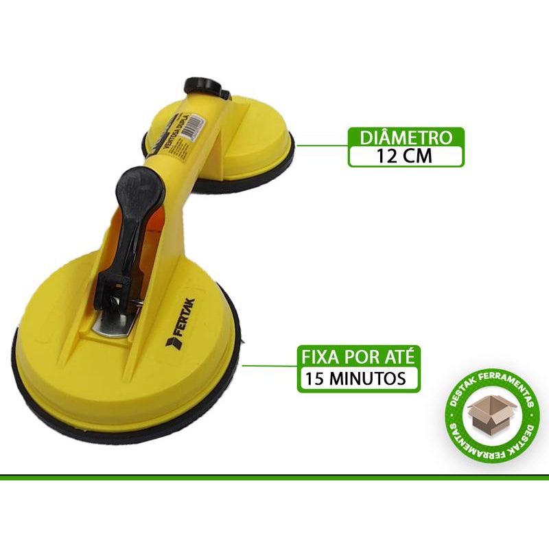 Kit 2 Ventosa Dupla Vidros Mármores Espelhos Pisos Pesado Até 90kg