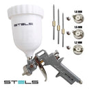 Kit 2 Pistolas Pinturas Hvlp 600ml Gravidade Com 3 Bicos 1,2 mm 1,5 mm 1,8 mm