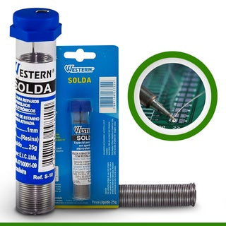 Kit 2 Tubos Estanho Solda 1,0mm Para Ferro De Solda 4 Metros Western