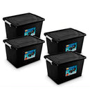 Kit 4 Caixas Organizadora Preta 56L Com Travas e Tampa Preta