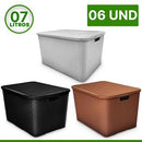 Kit 6 Organizador Rattan Com Tampa 07lts