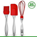 Kit Confeiteiro Com 3 Peças Pincel Espátula Batedor De Ovos