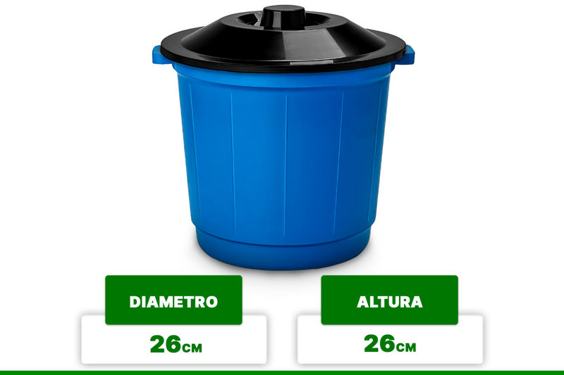 Lixeira Cesto Redonda Azul Plastico Com Tampa Multiuso 10 Litros CF10