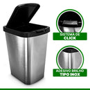Lixeira Cesto Tampa Click 9 Litros Metalizado Cozinha Banheiro Destak Ferramentas