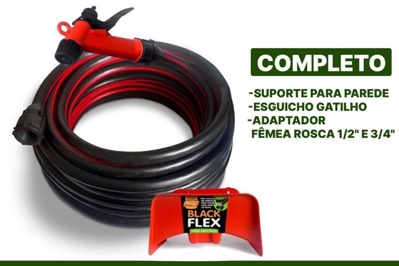 Mangueira De Jardim 30 Metros Flexível Reforçada Blackflex