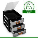 Organizador Gaveteiro 7080 Com 3 Gavetas Modulavel Multiuso Preto