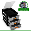 Organizador Gaveteiro 7080 Com 3 Gavetas Modulavel Multiuso Preto