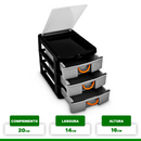 Organizador Gaveteiro 7080 Com 3 Gavetas Modulavel Multiuso Preto
