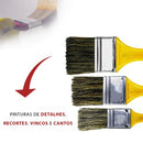 Pincel Trincha Cerdas Gris Para Pintura Com Cabo amarelo 1/2" à 4" Compel