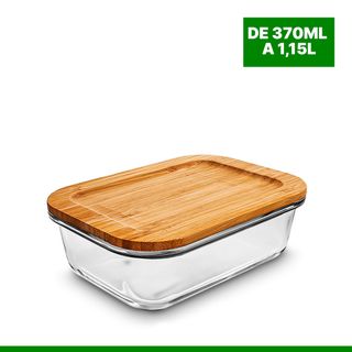 Pote Hermético 370ml a 1,150L Com Tampa Bambú Hauskraft