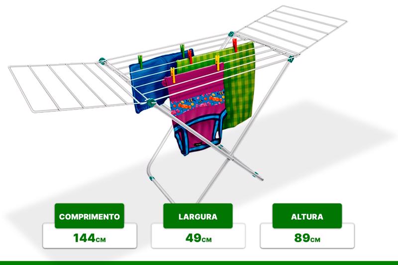 Varal de Chão Grande Portatil Retratil De Roupa Para Apartamento