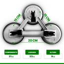 Ventosa Tripla 150kg Em Liga De Alumínio Vidros Mármores Pisos