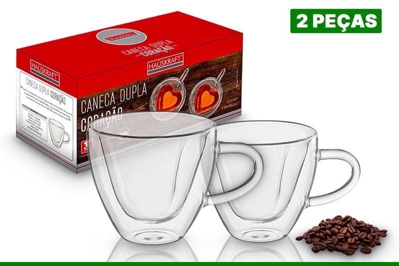 Caneca De Vidro Dupla 80 Ml Destak Ferramentas