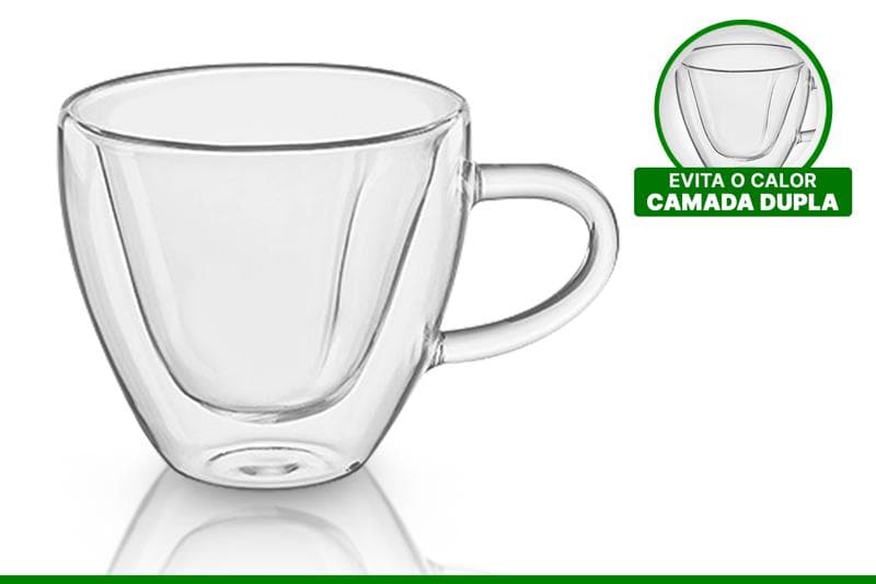 Caneca De Vidro Dupla 80 Ml Destak Ferramentas