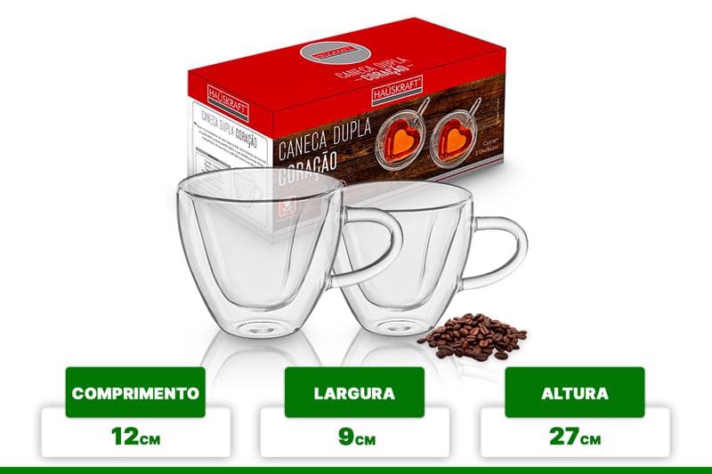 Caneca De Vidro Dupla 80 Ml Destak Ferramentas