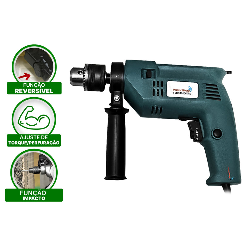 Kit Furadeira Impacto 550w 220v + 200 Peças