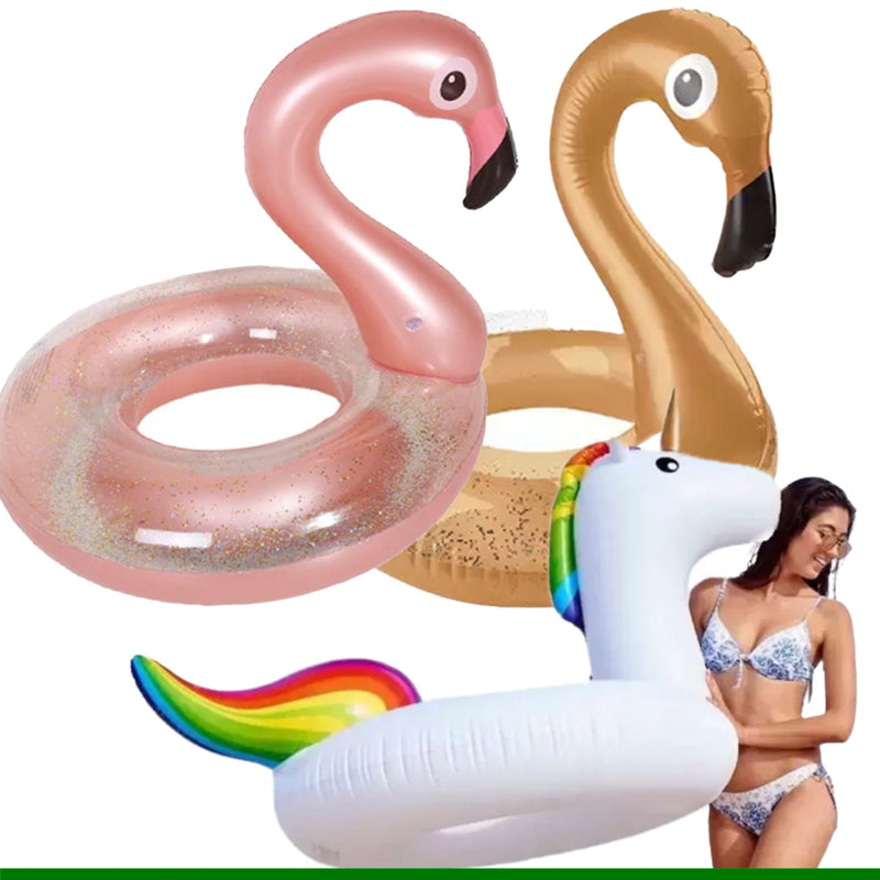 Boia Circular Inflável Unicórnio Flamingo 90Cm para Piscina Praia - Snel