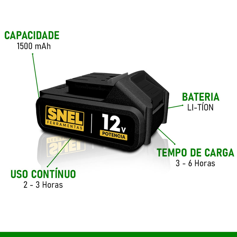 Parafusadeira 12V Bateria Quadrada Sn25 Snel Ferramentas